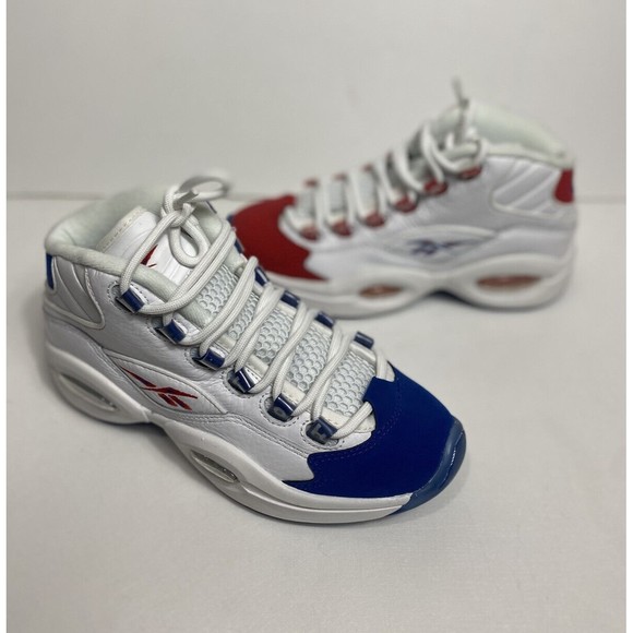 Reebok Youth Size White Question Mid Double Cross Sneakers